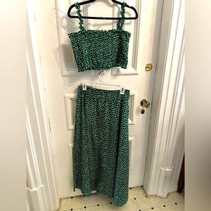 2 Pc Smocked Crop and Skirt